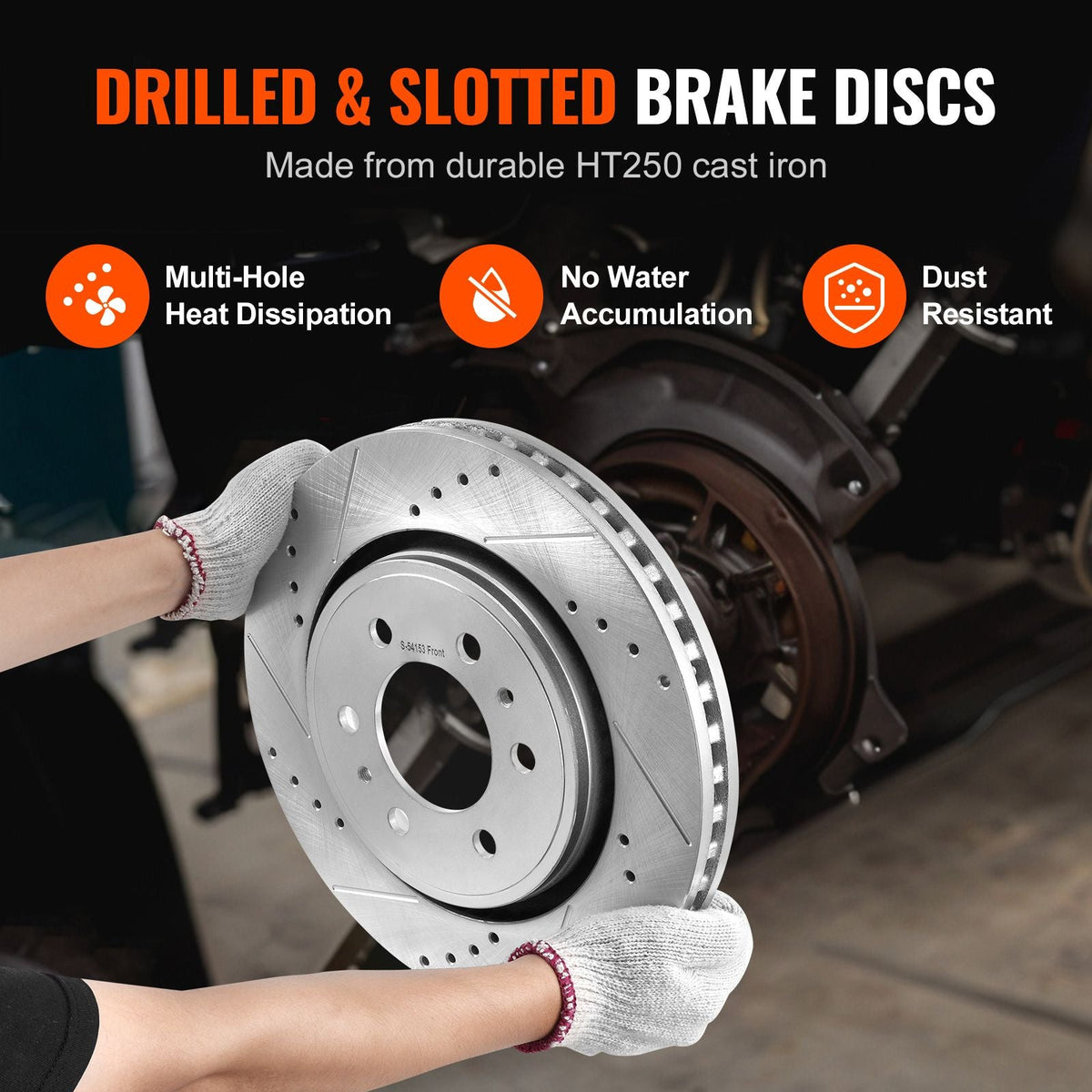 Front and Rear Brake Kit Compatible with 2012-2020 Ford F-150(MPB Only), Drilled and Slotted Brake Rotors Ceramic Brake Pads Replacement, 13.8" Front Rotors 13.7" Rear Rotors