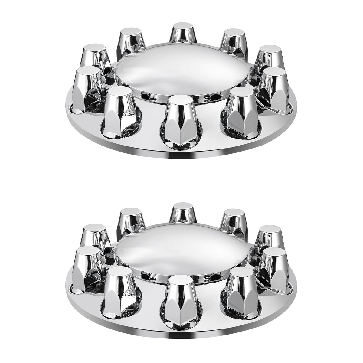 Front Axle Wheel Covers, Dome Axle Cover for Semi Truck, ABS Electroplate Rust-Resistant Lug Nut Covers, Universal Fit, Installation Tool Included, Complete Axle Cover Combo Kit