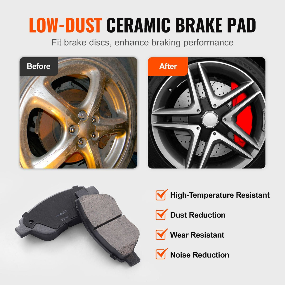 Front Brake Kit for Vauxhall Adam(M13), Corsa D (S07), Corsa D Box/Hatchback (S07), Brake Rotors Ceramic Brake Pads Replacement Kit, 257mm Front Rotors