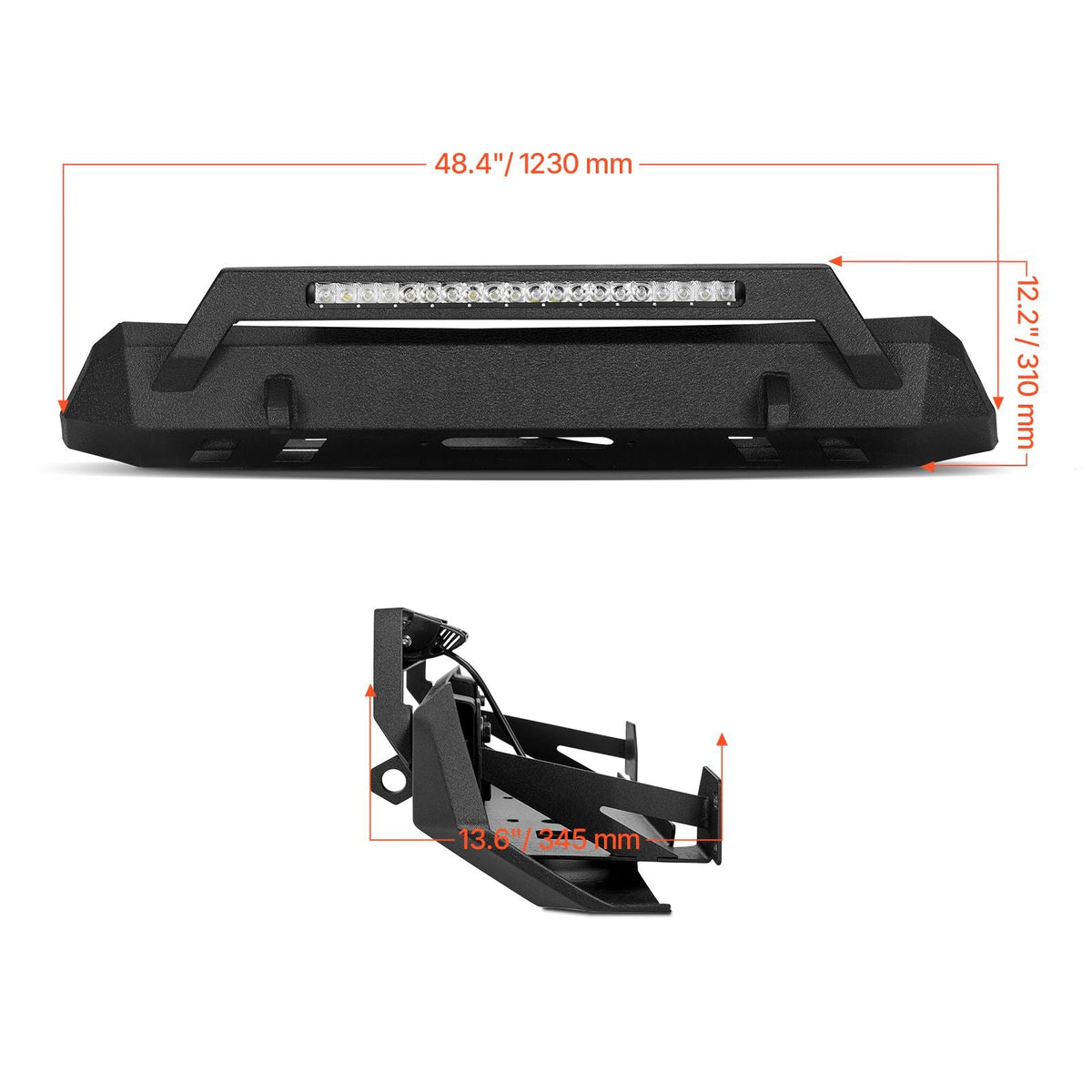Front Bumper Compatible with 2016-2023 Toyota Tacoma (Excluding Tacoma TRD/Tacoma TRD Sport), Pickup Truck Bumper with LED Light Bar, Winch Plate & D-Rings Mounts