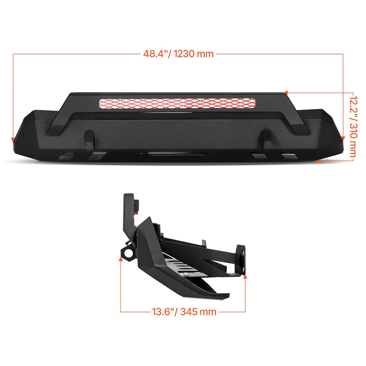 Front Bumper Compatible with 2016-2023 Toyota Tacoma (Excluding Tacoma TRD/Tacoma TRD Sport), Pickup Truck Bumper with Winch Plate & D-Ring Mounts, Heavy-Duty Steel Front Bumpers