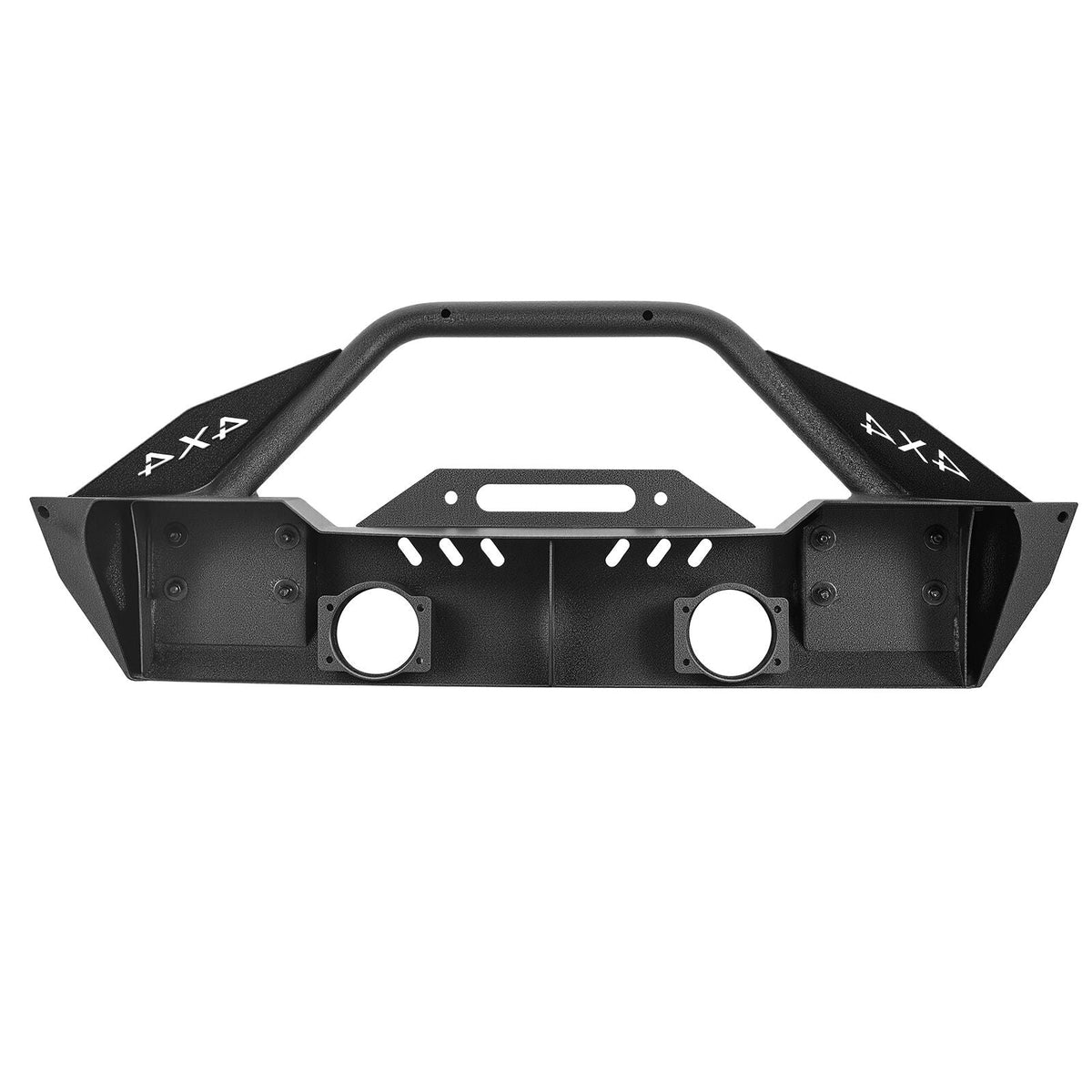 Front Bumper Compatible with 2018-2024 Jeep Wrangler JL JLU & Gladiator JT, Heavy-Duty Steel Front Bumper with Winch Plate, D-Ring Mounts & Fog Light Housing