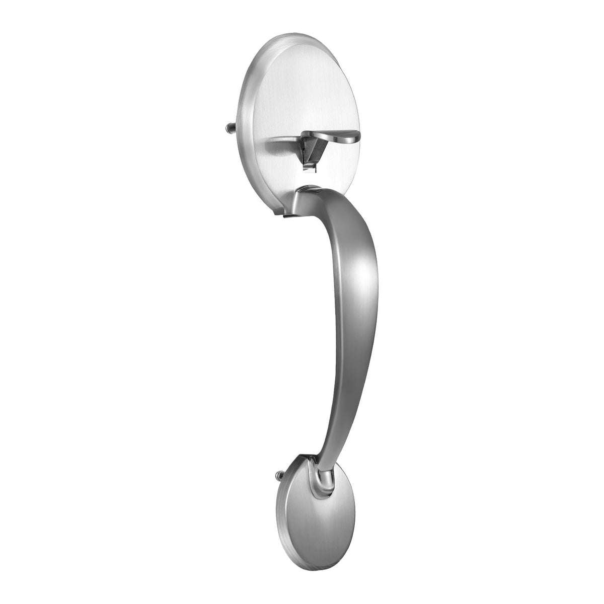 Front Door Handle and Deadbolt Set, Satin Nickel Front Door Lock Set with Interior Knob, Adjustable Hole Spacing Single Cylinder Handleset, for Right and Left Handed Entrance and Front Door