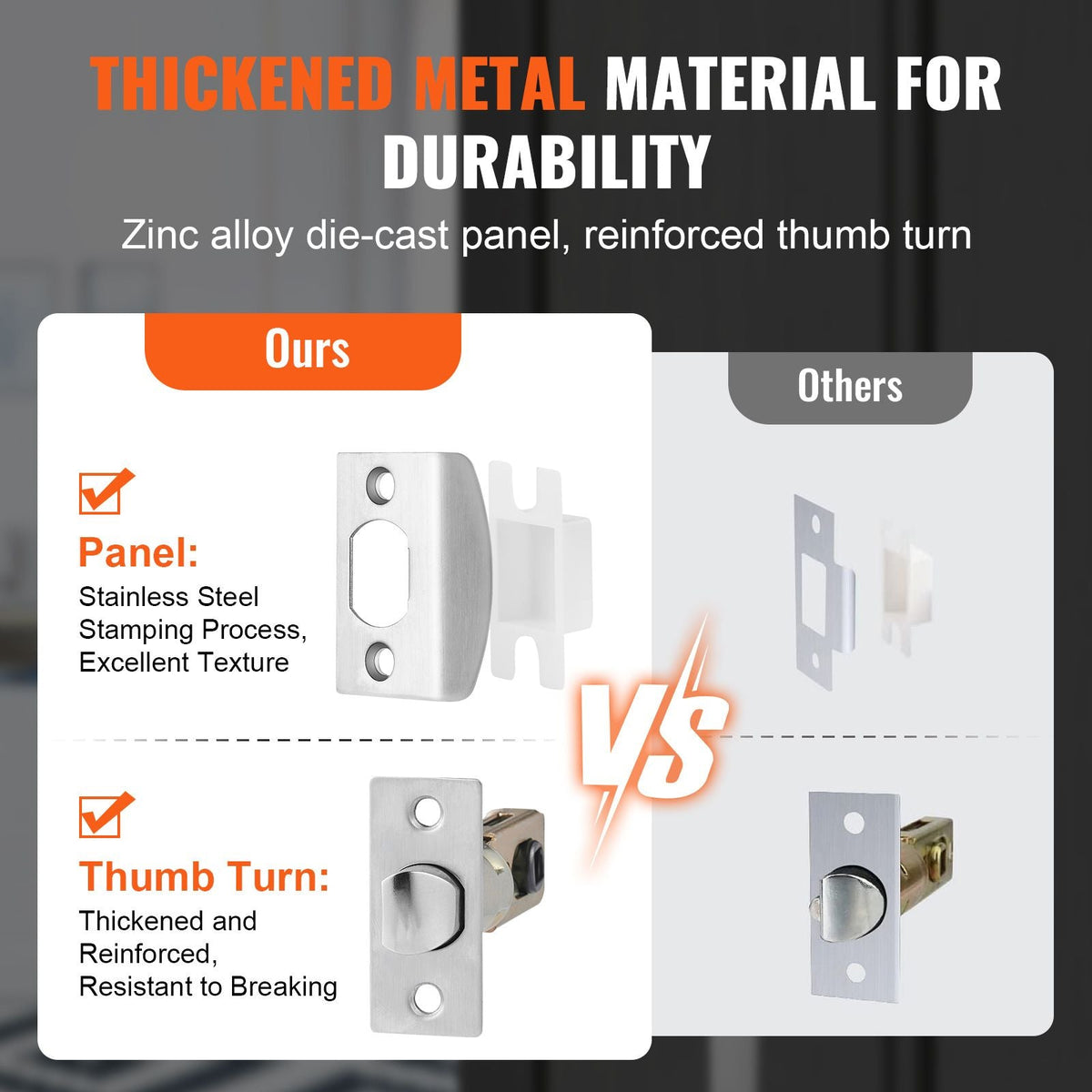 Front Door Handle, Square Entry Handle Set with Lever, No Lock, Adjustable Hole Space, Zinc Alloy Die-Casting, Reversible for Right and Left Handed Entrance and Front Doors, Satin Nickel