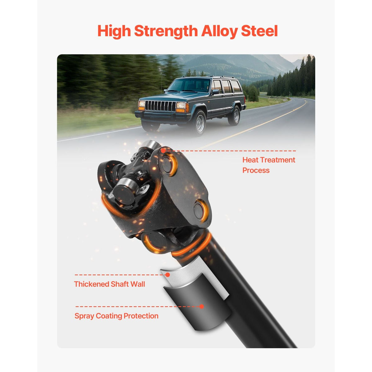 Front Drive Shaft, 30.9"-33.8" Prop Shaft Driveshaft Assembly Compatible with 1987-2001 Jeep Cherokee L6 4.0L, Replace #53005542AC 53005542 53003248 53005040 938-128 938128