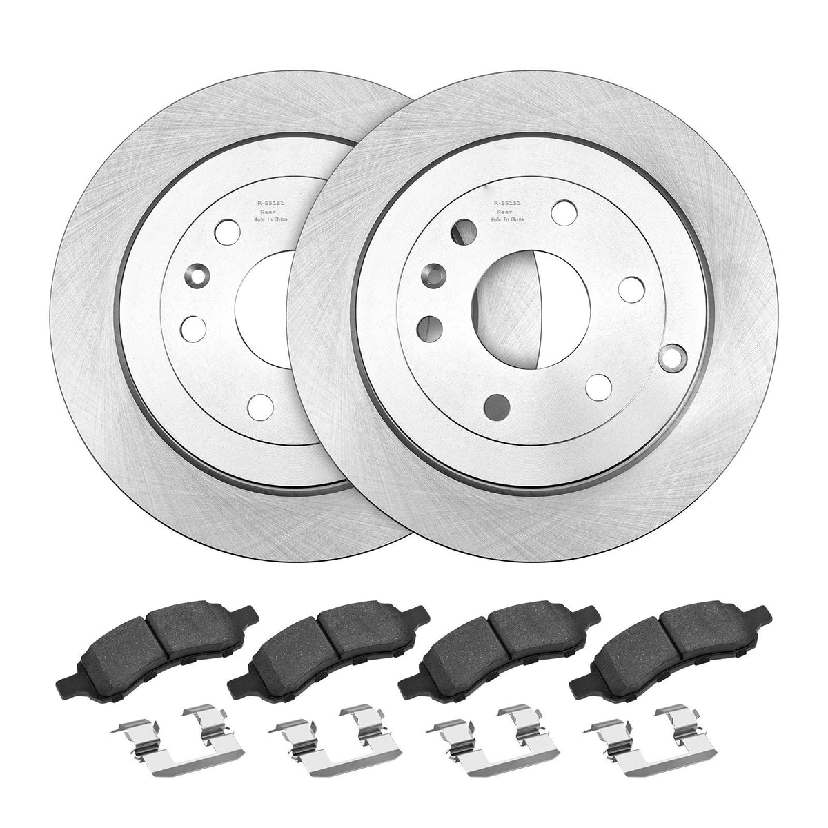 Front & Rear Brake Kit Compatible with 2008-2017 Buick Enclave, 2009-2017 Chevrolet Traverse/2007-2010 Saturn Outlook, 2007-2016 GMC Acadia/2017 GMC Acadia Limited, Hollow Brake Rotors Pads Kit