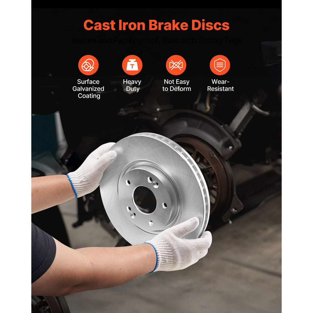 Front & Rear Brake Kit Compatible with 2011-2014 Hyundai Sonata, 2015 Hyundai Sonata (Hybrid, Hybrid Limited; Non-Turbo; Models w/Manual Parking Brake), Hollow Brake Rotors & Solid Rear Rotors