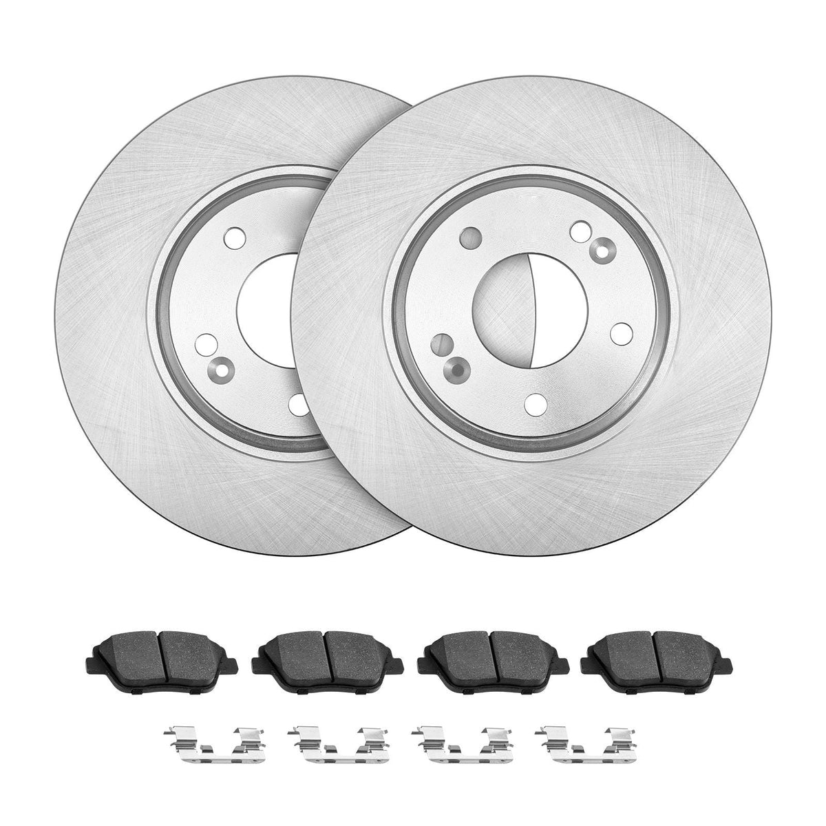 Front & Rear Brake Kit Compatible with 2011-2014 Hyundai Sonata, 2015 Hyundai Sonata (Hybrid, Hybrid Limited; Non-Turbo; Models w/Manual Parking Brake), Hollow Brake Rotors & Solid Rear Rotors