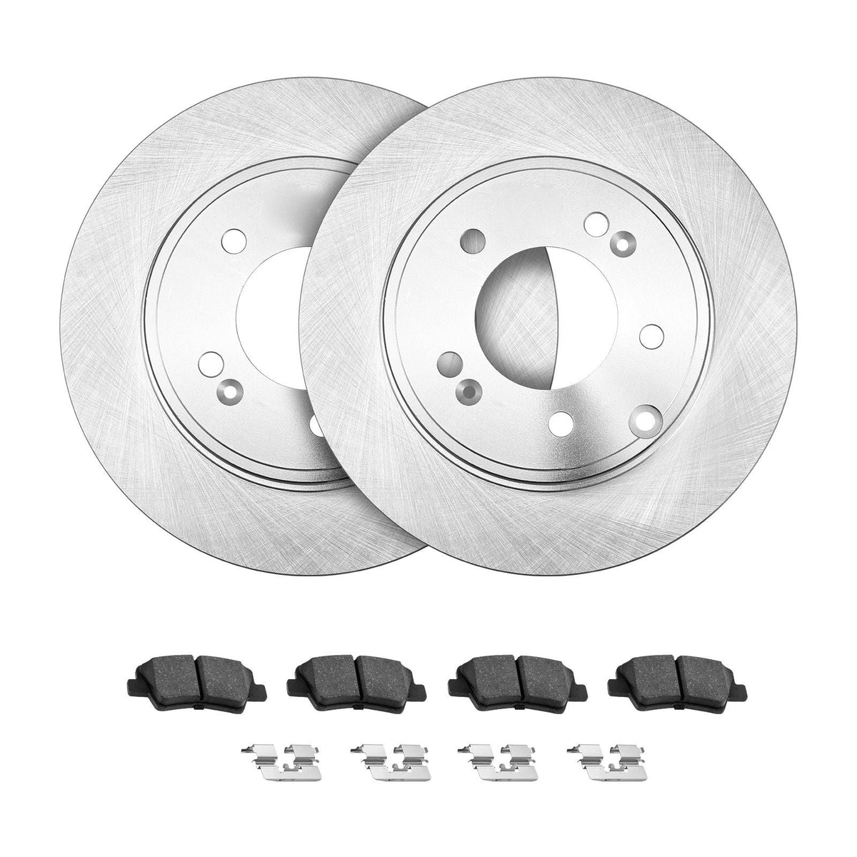 Front & Rear Brake Kit Compatible with 2011-2014 Hyundai Sonata, 2015 Hyundai Sonata (Hybrid, Hybrid Limited; Non-Turbo; Models w/Manual Parking Brake), Hollow Brake Rotors & Solid Rear Rotors