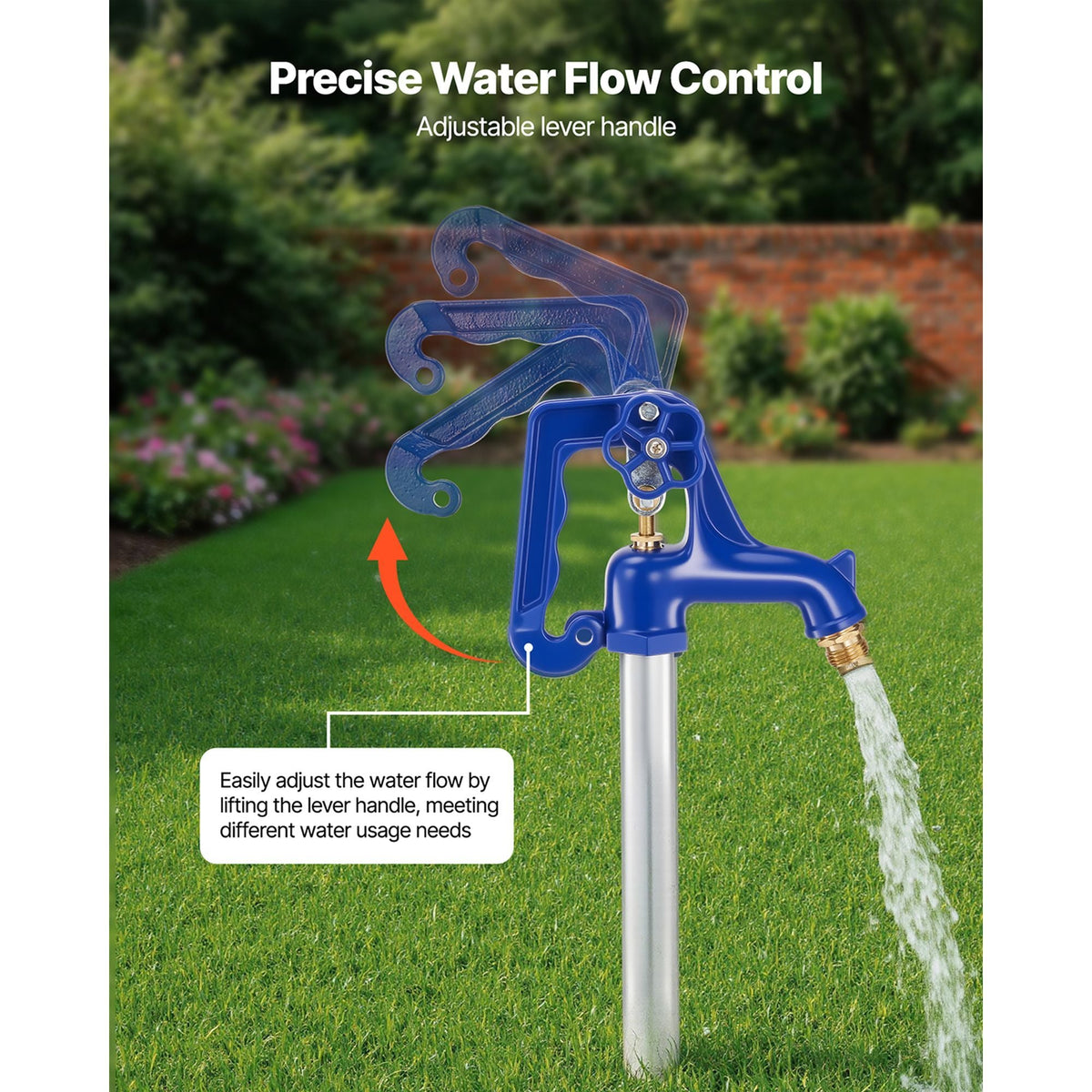 Frost Proof Yard Hydrant, 3.22FT Freeze-Proof Outdoor Faucet with 12" Bury Depth, 3/4" NPT Pipe Connection, Lever Handle + Handwheel, No Lead Freezeless Hydrant for Yard Garden Farm Irrigation