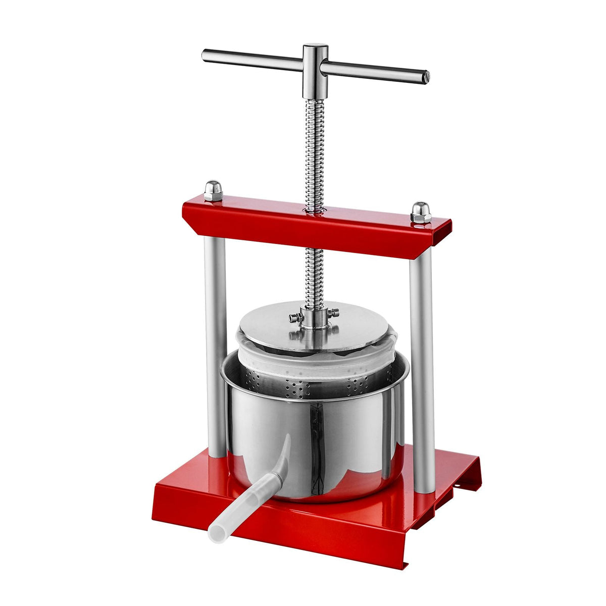 Fruit Wine Press, 1.6 Gallon/6L, 2 Stainless Steel Barrels, Manual Juice Maker, Cider Apple Grape Tincture Vegetables Honey Olive Oil Making Press with T-Handle for Outdoor, Kitchen, and Home