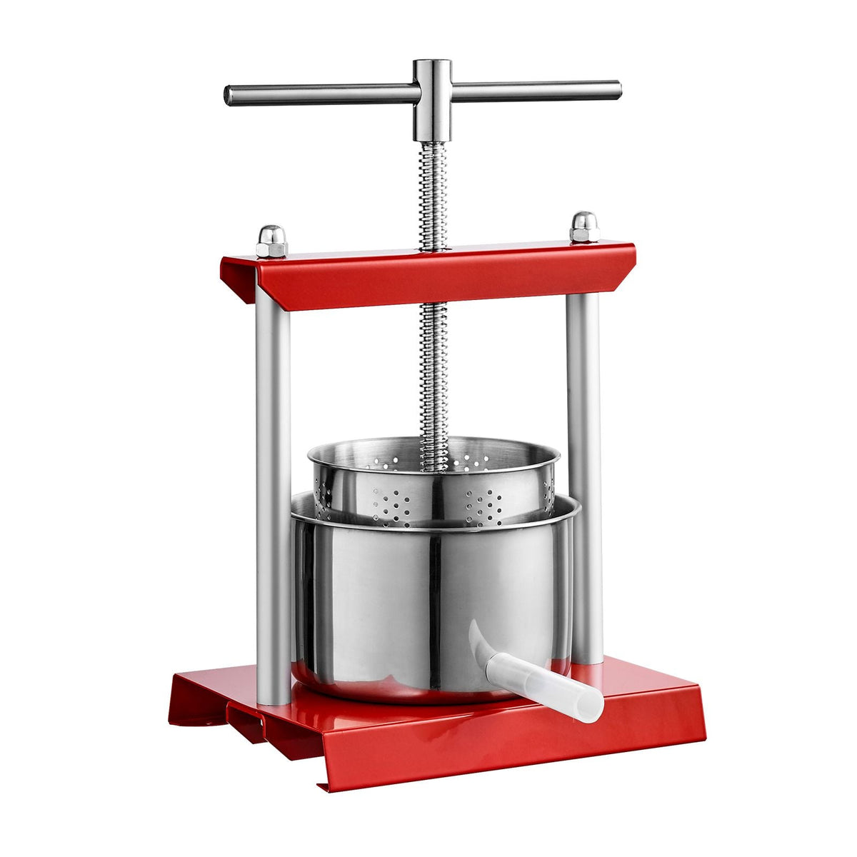 Fruit Wine Press, 1.6 Gallon/6L, 2 Stainless Steel Barrels, Manual Juice Maker, Cider Apple Grape Tincture Vegetables Honey Olive Oil Making Press with T-Handle for Outdoor, Kitchen, and Home