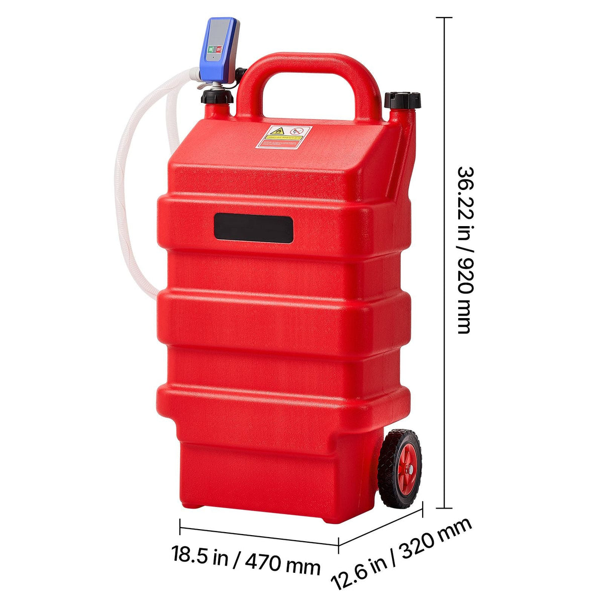 Fuel Caddy, 16 Gallon, Portable Fuel Tank with 12V DC 2.5 GPM Electric Fuel Transfer Pump, 4 ft Delivery Hose & Auto-Stop Sensor Nozzle, Tank Adapters, Suitable for Diesel & Gasoline, Red