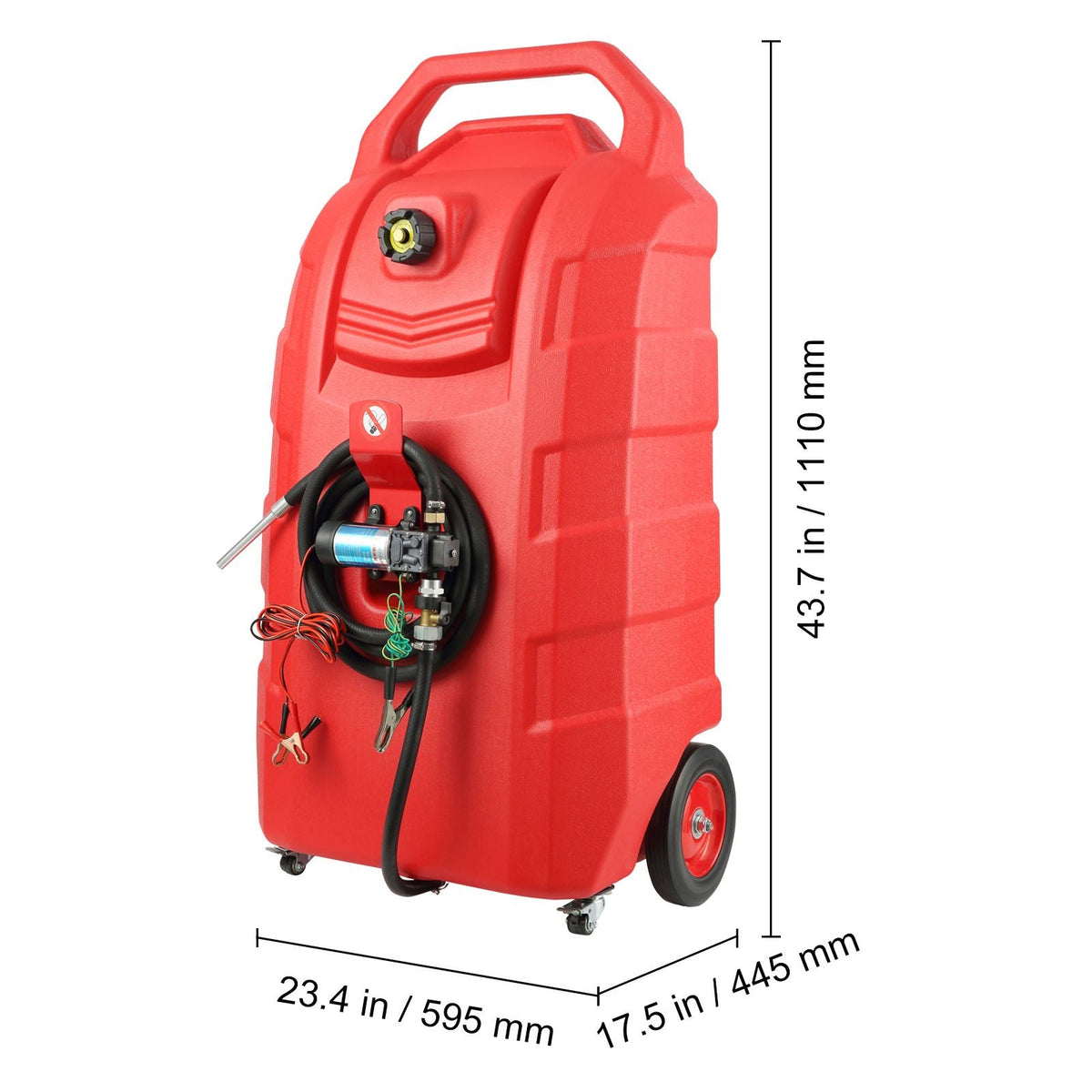 Fuel Caddy, 32 Gallon, Portable Fuel Storage Tank On-Wheels, with 12V DC Transfer Pump, Gasoline Diesel Fuel Container with 8.2 ft Hose, Flow Rate 7L/min, for Trucks, Boats, Lawn Mowers