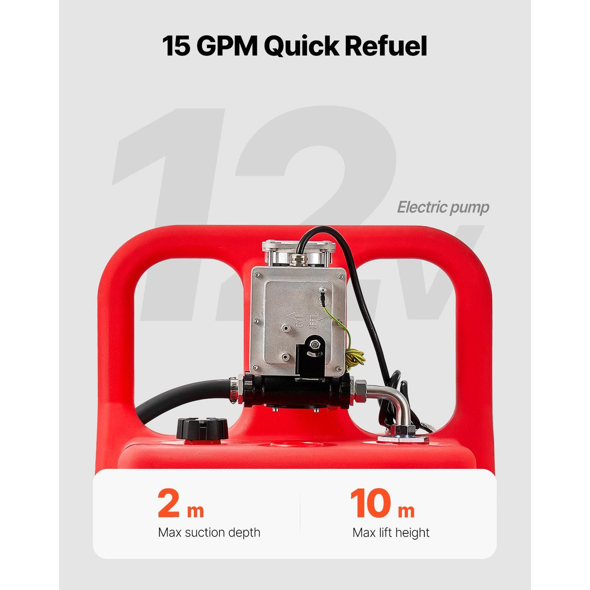 Fuel Caddy, 32 Gallon, Portable Fuel Tank with 12V DC 15 GPM Electric Fuel Transfer Pump, 13 ft Delivery Hose & Aluminum Alloy Manual Nozzle, Gas Caddy for Motorboats, ATVs, Diesel & Gasoline