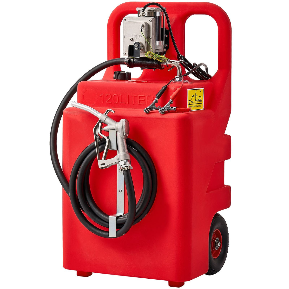Fuel Caddy, 32 Gallon, Portable Fuel Tank with 12V DC 15 GPM Electric Fuel Transfer Pump, 13 ft Delivery Hose & Aluminum Alloy Manual Nozzle, Gas Caddy for Motorboats, ATVs, Diesel & Gasoline