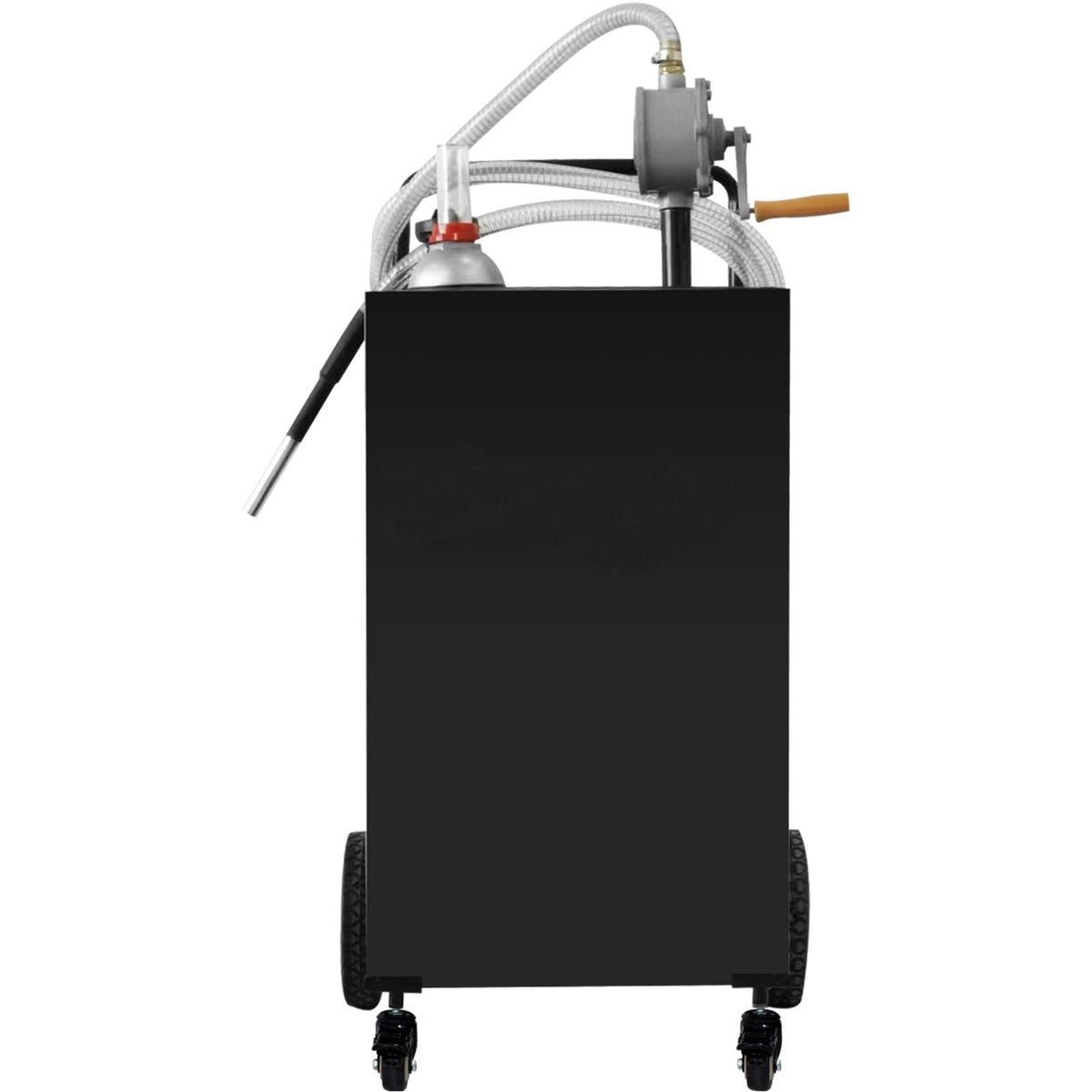 Fuel Caddy, 35 Gallon, Gas Storage Tank on 4 Wheels, with Manual Transfer Pump, Gasoline Diesel Fuel Container for Cars, Lawn Mowers, ATVs, Boats, More, Black