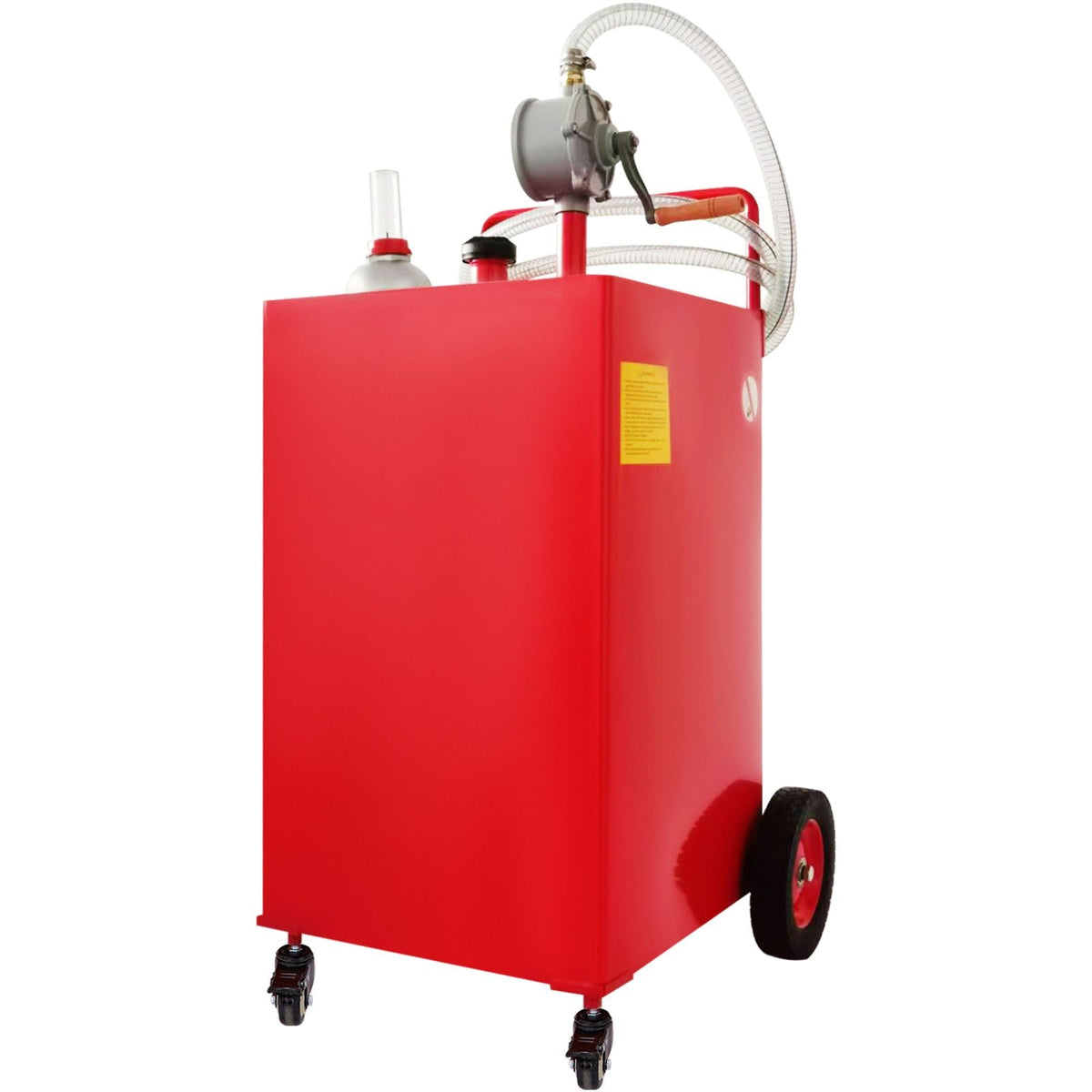 Fuel Caddy, 35 Gallon, Gas Storage Tank on 4 Wheels, with Manuel Transfer Pump, Gasoline Diesel Fuel Container for Cars, Lawn Mowers, ATVs, Boats, More, Red