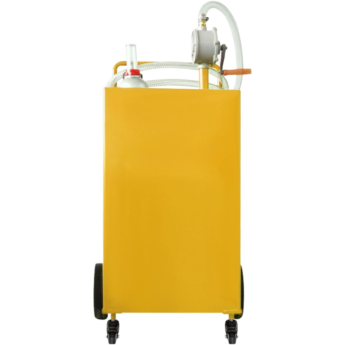 Fuel Caddy, 35 Gallon, Gas Storage Tank on 4 Wheels, with Manuel Transfer Pump, Gasoline Diesel Fuel Container for Cars, Lawn Mowers, ATVs, Boats, More, Yellow
