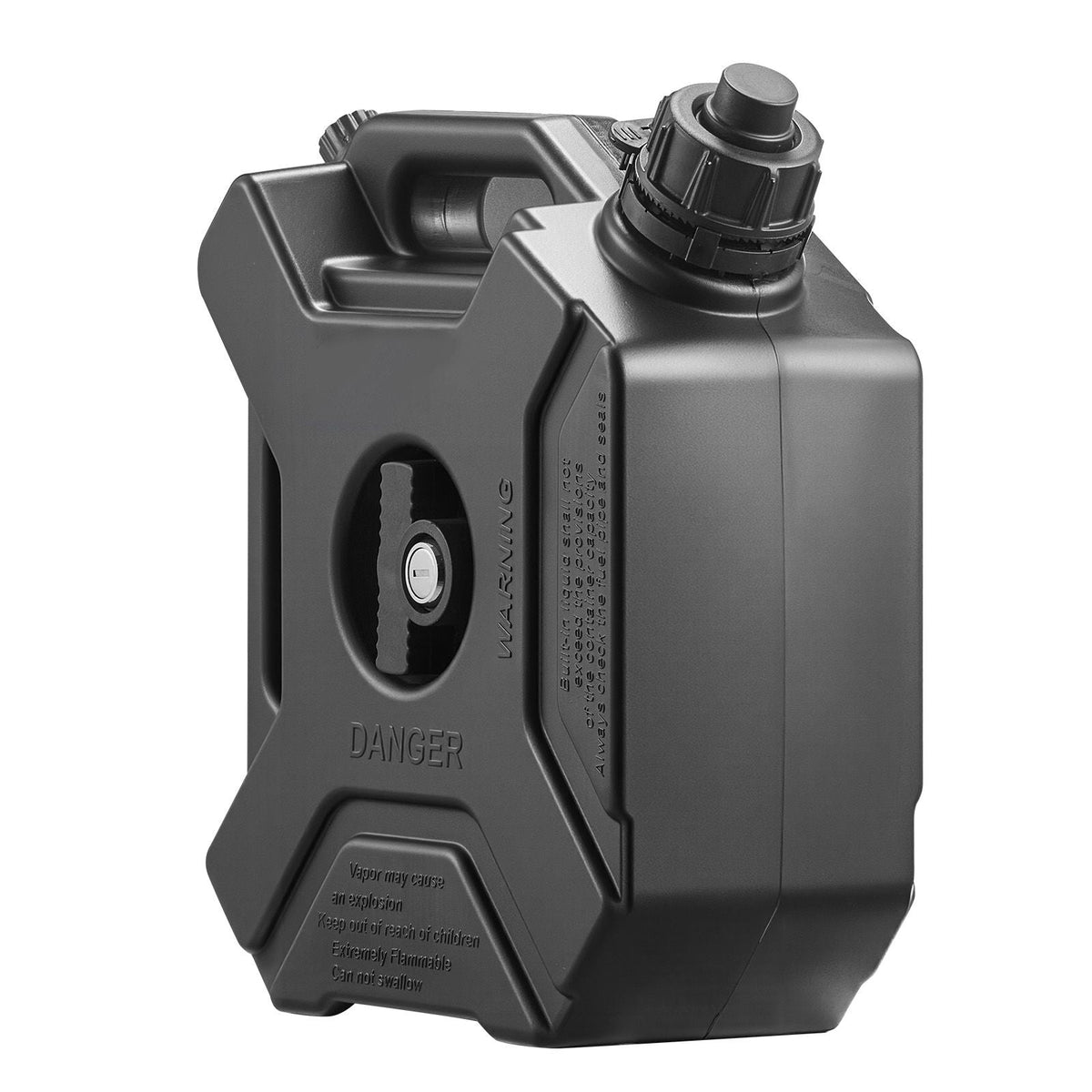 Fuel Container, 1.3 Gallon, Gas Can with Spout and Lockable Bracket, 15 L/min Max Flow Rate, Secure & Leak-proof, Portable Flat Fluid Container for Most Cars Motorcycle ATV UTV, Black