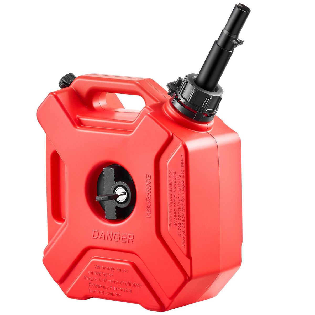 Fuel Container, 1.3 Gallon, Gas Can with Spout and Lockable Bracket, 15 L/min Max Flow Rate, Secure & Leak-proof, Portable Flat Fluid Container for Most Cars Motorcycle ATV UTV, Red