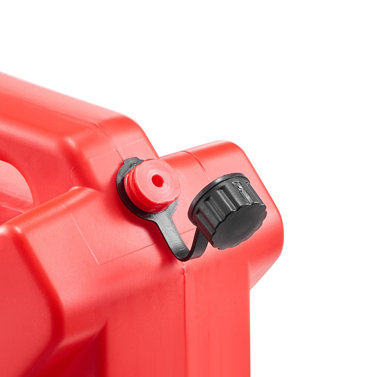 Fuel Container, 1.3 Gallon, Gas Can with Spout and Lockable Bracket, 15 L/min Max Flow Rate, Secure & Leak-proof, Portable Flat Fluid Container for Most Cars Motorcycle ATV UTV, Red