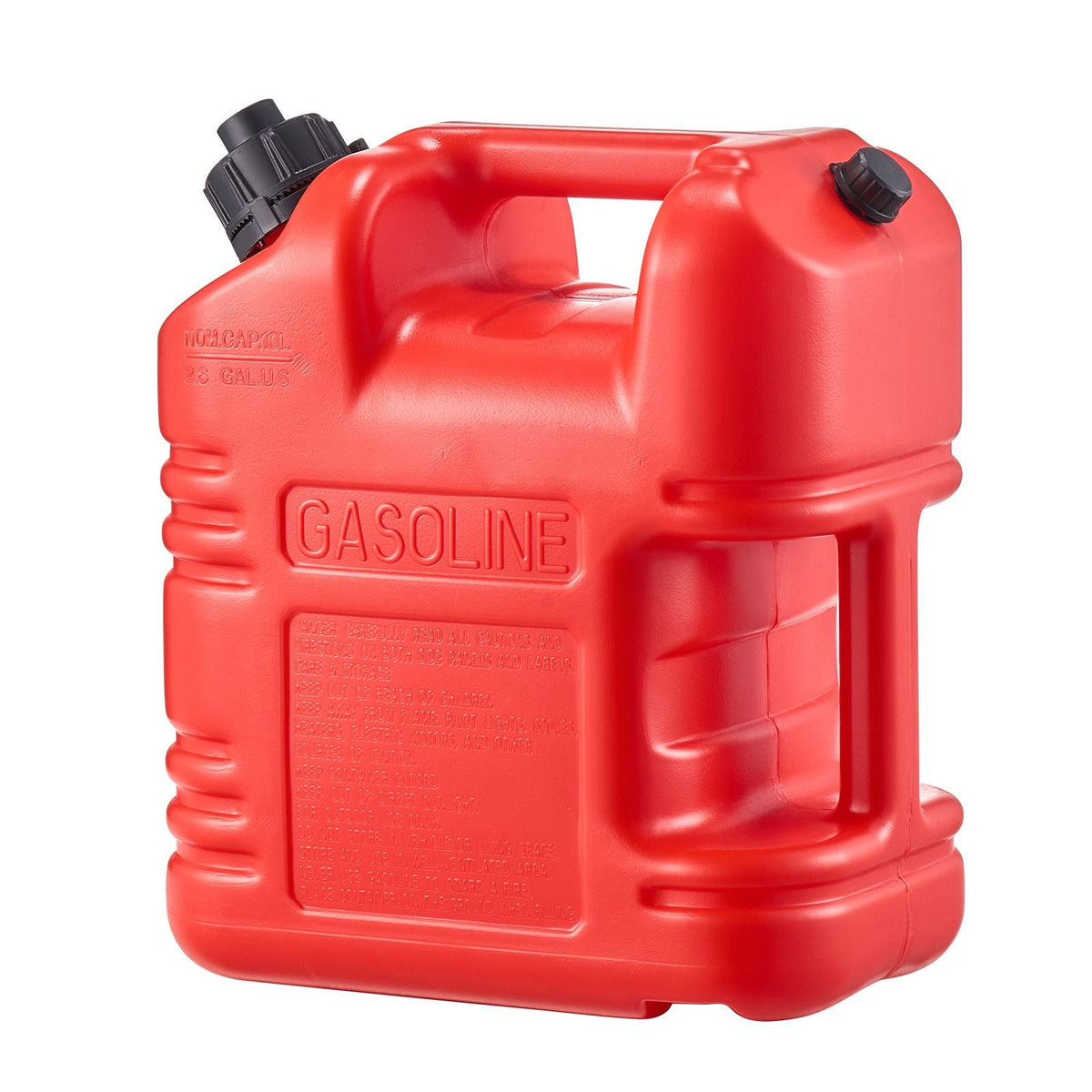 Fuel Container, 2.5 Gallon, Gas Tank with Spout & Clear Scale, 15 L/min Max Flow Rate, Secure & Leak-proof, Portable Flat Fluid Container for Most Cars Motorcycle ATV UTV, Red, 1 Pack