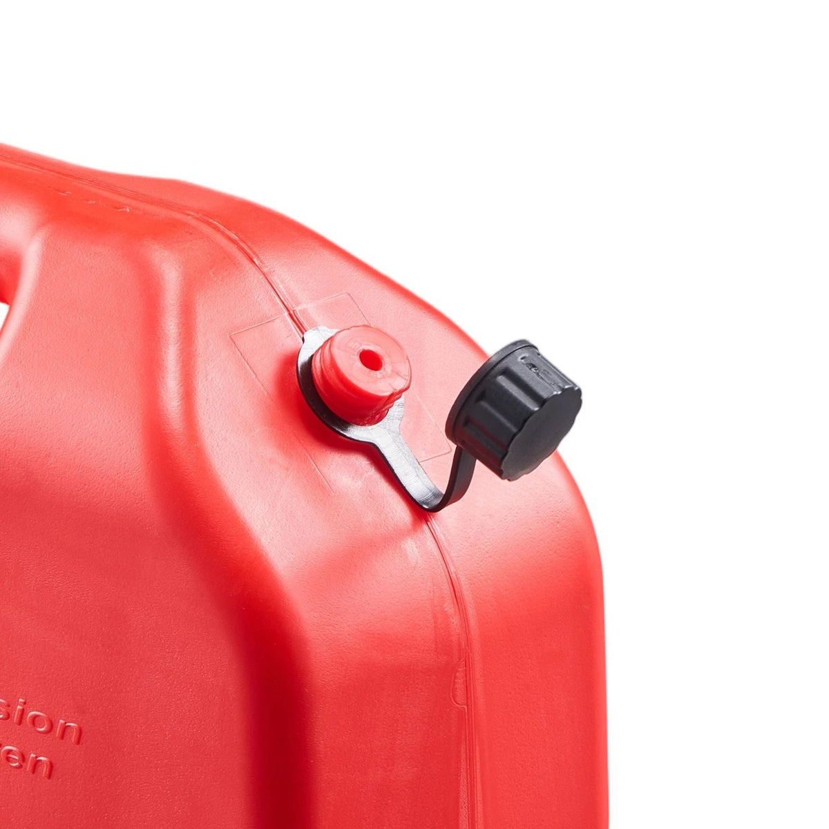 Fuel Container, 2.6 Gallon, Gas Can with Spout and Lockable Bracket, 15 L/min Max Flow Rate, Secure & Leak-proof, Portable Flat Fluid Container for Most Cars Motorcycle ATV UTV, Red