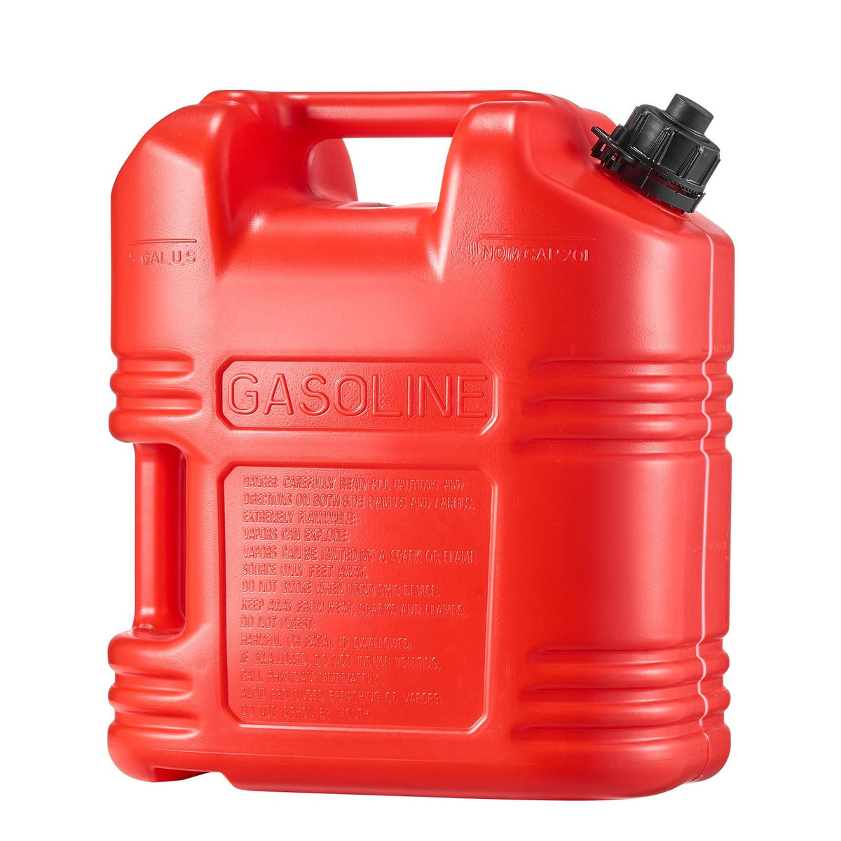 Fuel Container, 5 Gallon, Gas Tank with Spout & Clear Scale, 15 L/min Max Flow Rate, Secure & Leak-proof, Portable Flat Fluid Container for Most Cars Motorcycle ATV UTV, Red, 1 Pack