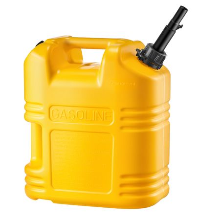 Fuel Container, 5 Gallon, Gas Tank with Spout & Clear Scale, 15 L/min Max Flow Rate, Secure & Leak-proof, Portable Flat Fluid Container for Most Cars Motorcycle SUV ATV UTV, Yellow, 1 Pack