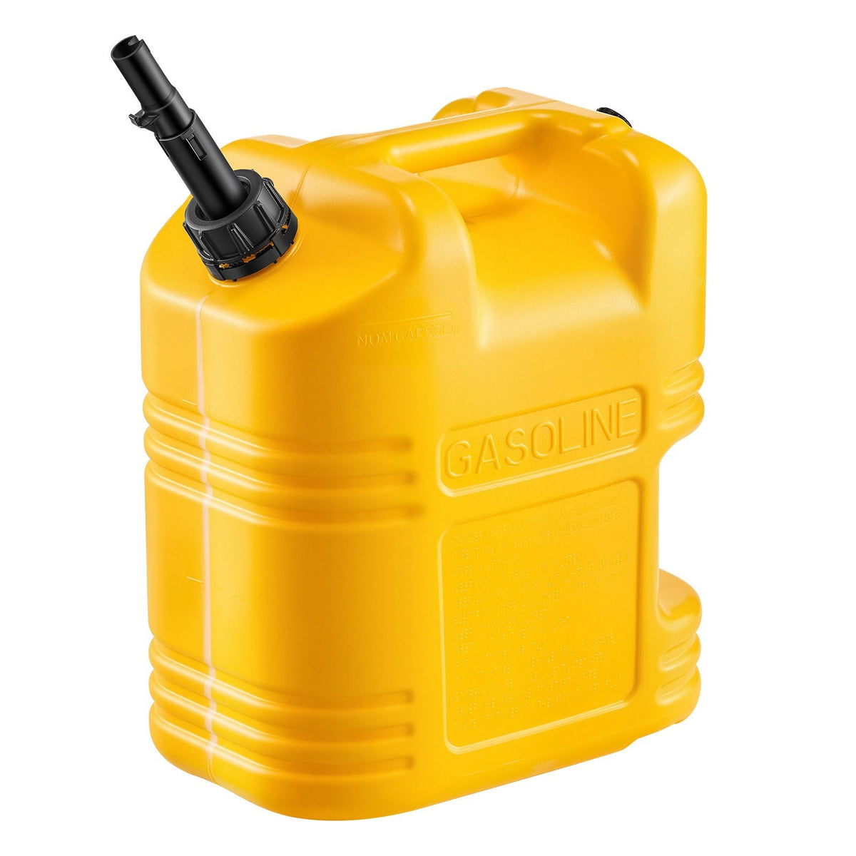 Fuel Container, 5 Gallon, Gas Tank with Spout & Clear Scale, 15 L/min Max Flow Rate, Secure & Leak-proof, Portable Flat Fluid Container for Most Cars Motorcycle SUV ATV UTV, Yellow, 1 Pack