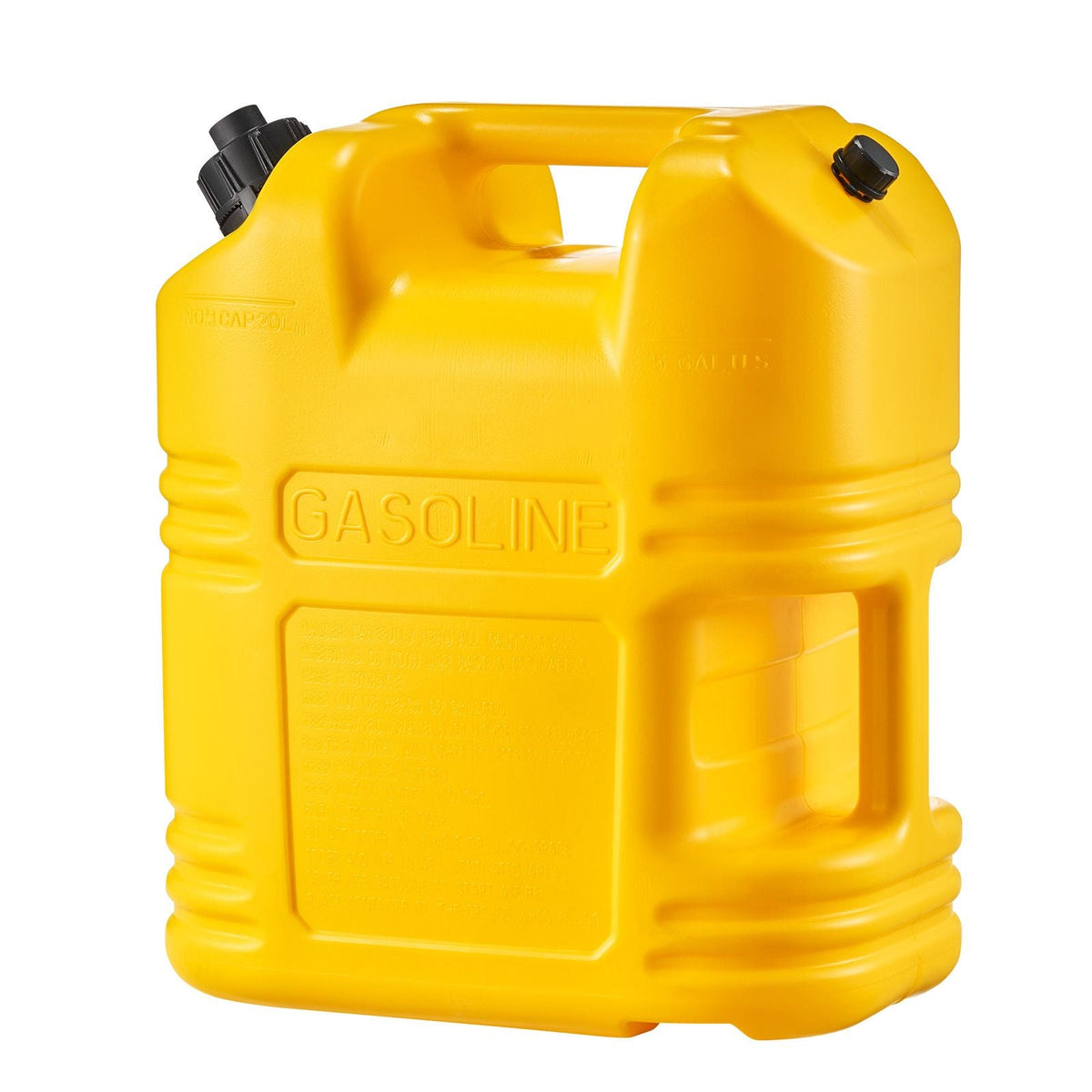 Fuel Container, 5 Gallon, Gas Tank with Spout & Clear Scale, 15 L/min Max Flow Rate, Secure & Leak-proof, Portable Flat Fluid Container for Most Cars Motorcycle SUV ATV UTV, Yellow, 1 Pack