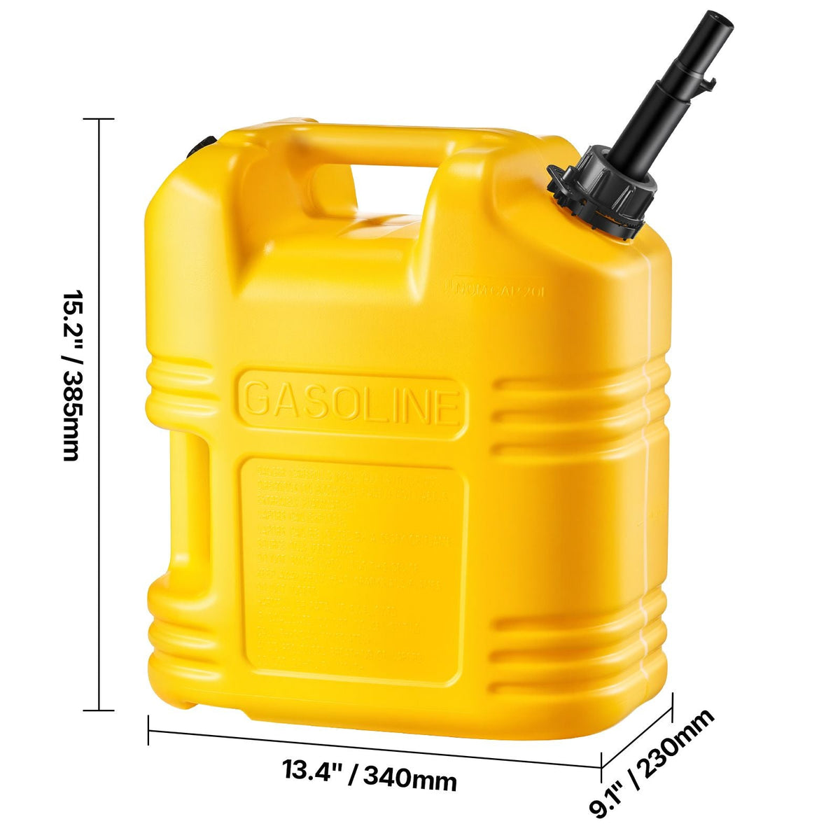 Fuel Container, 5 Gallon, Gas Tank with Spout & Clear Scale, 15 L/min Max Flow Rate, Secure & Leak-proof, Portable Flat Fluid Container for Most Cars Motorcycle SUV ATV UTV, Yellow, 2 Packs