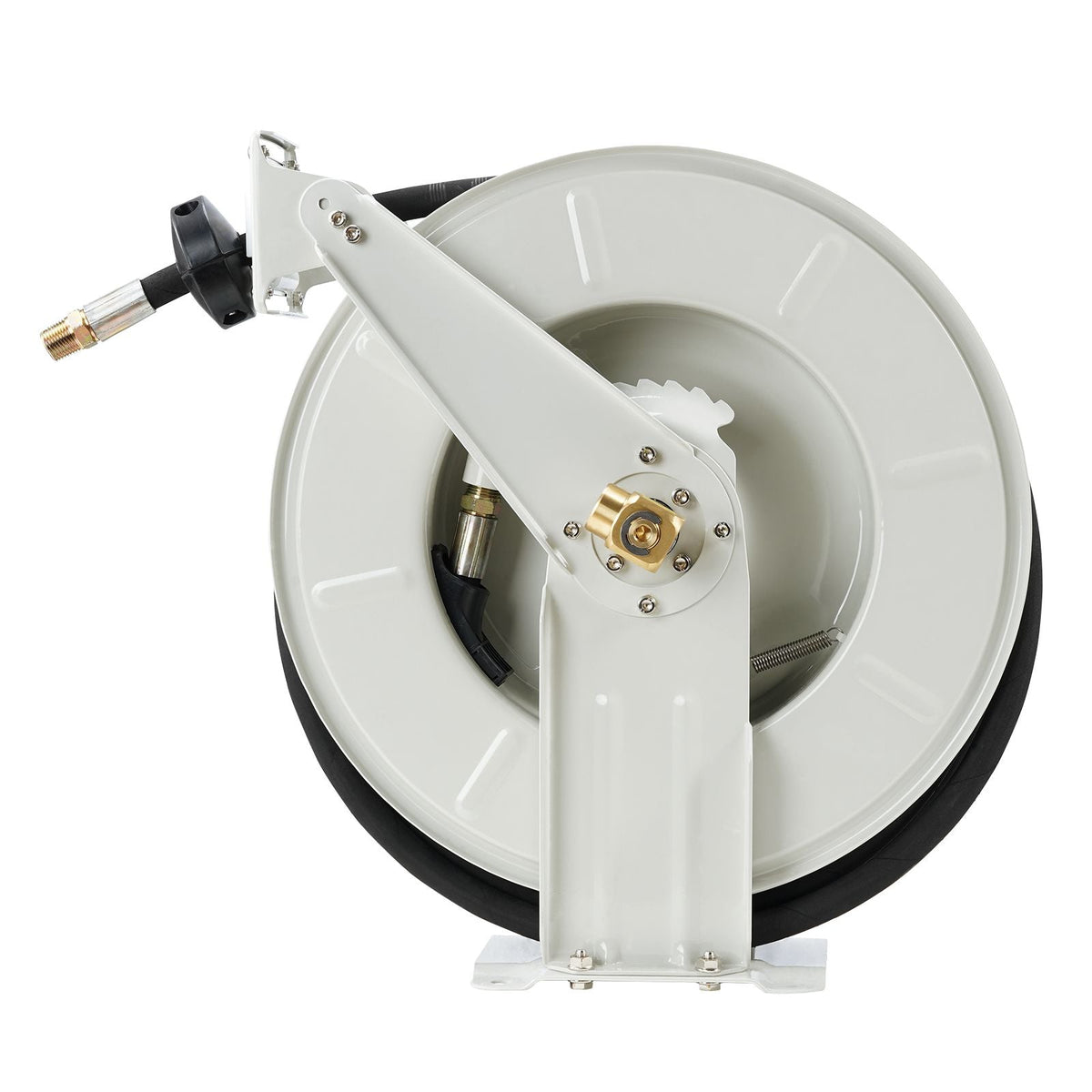 Fuel Hose Reel, 1/4" x 50', Extra Long Retractable Grease Hose Reel, Spring Driven Auto Swivel Rewind, Heavy-Duty Carbon Steel Construction with Hose for Auto Repair, Heavy Industries, 5800 PSI