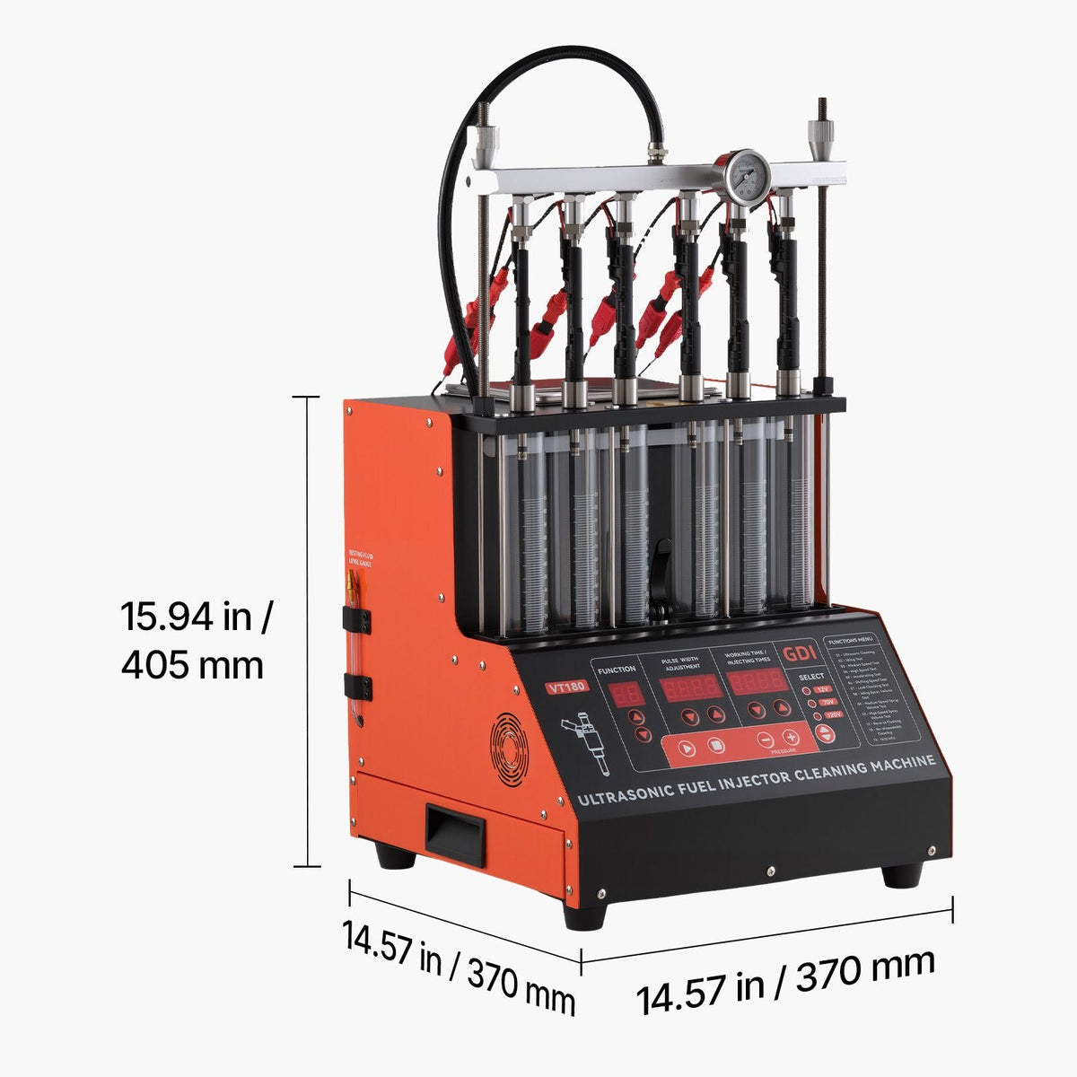 Fuel Injector Cleaner Tester, 9 Test Modes, 6-Cylinder 28kHz Ultrasonic Cleaning Machine Adjustable 12V/70V/120V for EFI/FSI/GDI, Injector Cleaner Machine with Drain Valve for Car & Motorcycle