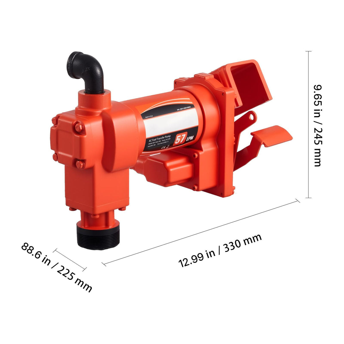 Fuel Transfer Pump 110V, 15 GPM 57 L/min, AC Electric Oil Transfer Pump, 8 ft/2.4 m Max Suction Lift, 37 ft/11.28 m Max Lift, Overheat Protection, for Gasoline Diesel Kerosene Biodiesel Ethanol