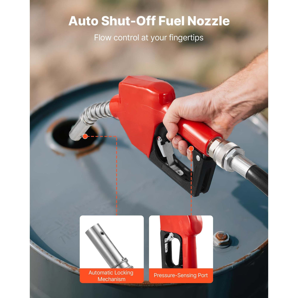Fuel Transfer Pump 110V, 15 GPM 57 L/min, AC Electric Oil Transfer Pump, with Auto Shut-Off Fuel Nozzle & Discharge Hose, High Flow Kit for Gasoline, Diesel, Kerosene, Biodiesel, Ethanol Blends