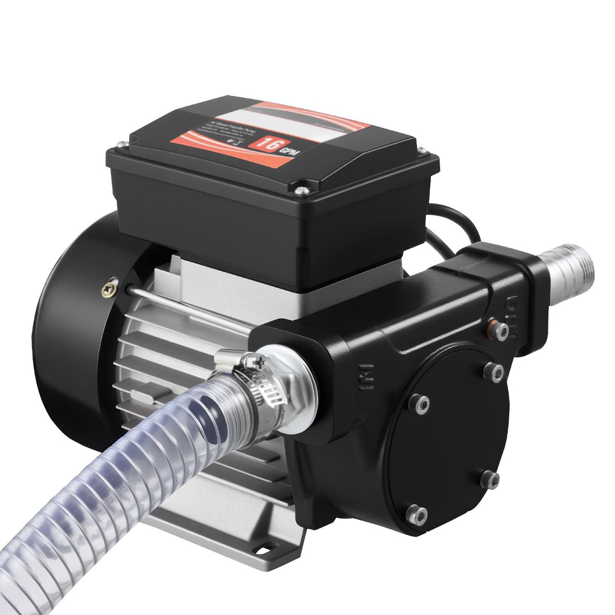 Fuel Transfer Pump 110V, 16 GPM 60 L/min, AC Electric Oil Transfer Pump for Diesel Kerosene Biodiesel, with Auto Fuel Nozzle & 2 Hoses, 45 ft/13.7 m Max Lift, for Vehicles, Construction Sites