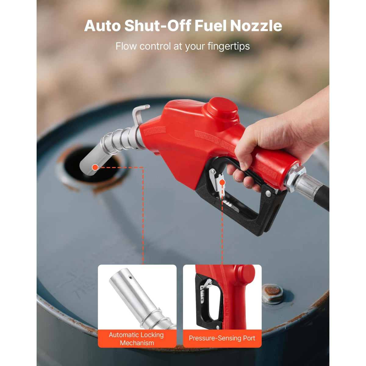 Fuel Transfer Pump 110V, 20 GPM 76 L/min, AC Electric Oil Transfer Pump, with Auto Shut-Off Fuel Nozzle & Discharge Hose, High Flow Kit for Gasoline, Diesel, Kerosene, Biodiesel, Ethanol Blends