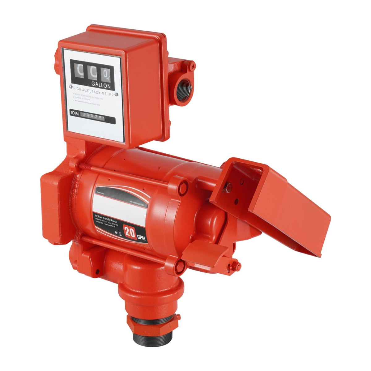 Fuel Transfer Pump 110V, 20 GPM 76 L/min, AC Electric Oil Transfer Pump, with Meter, Auto Shut-Off Fuel Nozzle & Discharge Hose, High Flow for Gasoline, Diesel, Kerosene, Biodiesel, Ethanol