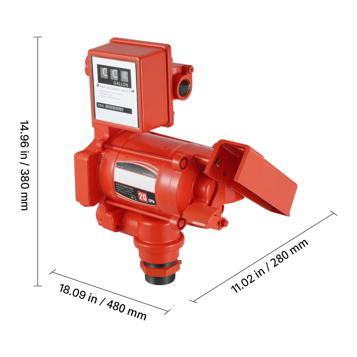 Fuel Transfer Pump 110V, 20 GPM 76 L/min, AC Electric Oil Transfer Pump, with Meter, Auto Shut-Off Fuel Nozzle & Discharge Hose, High Flow for Gasoline, Diesel, Kerosene, Biodiesel, Ethanol
