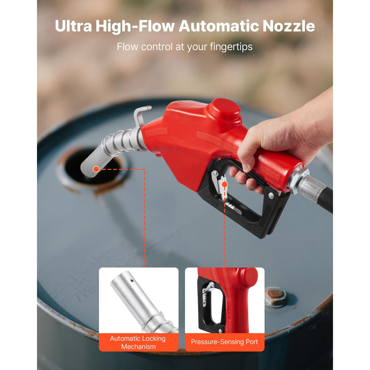 Fuel Transfer Pump 110V, 20 GPM 76 L/min, AC Electric Oil Transfer Pump, with Meter, Auto Shut-Off Fuel Nozzle & Discharge Hose, High Flow for Gasoline, Diesel, Kerosene, Biodiesel, Ethanol