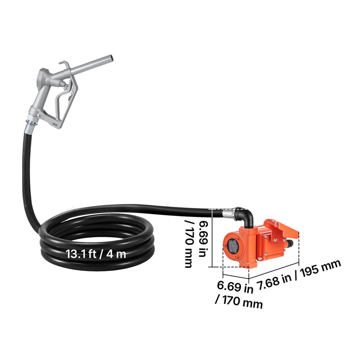 Fuel Transfer Pump, 12V DC 15 GPM, Cast Iron Diesel Transfer Pump Kit, with Manual Nozzle, Discharge Hose, Overheat Protection, Power Cable, Explosion-Proof, for Gasoline Diesel Kerosene & More
