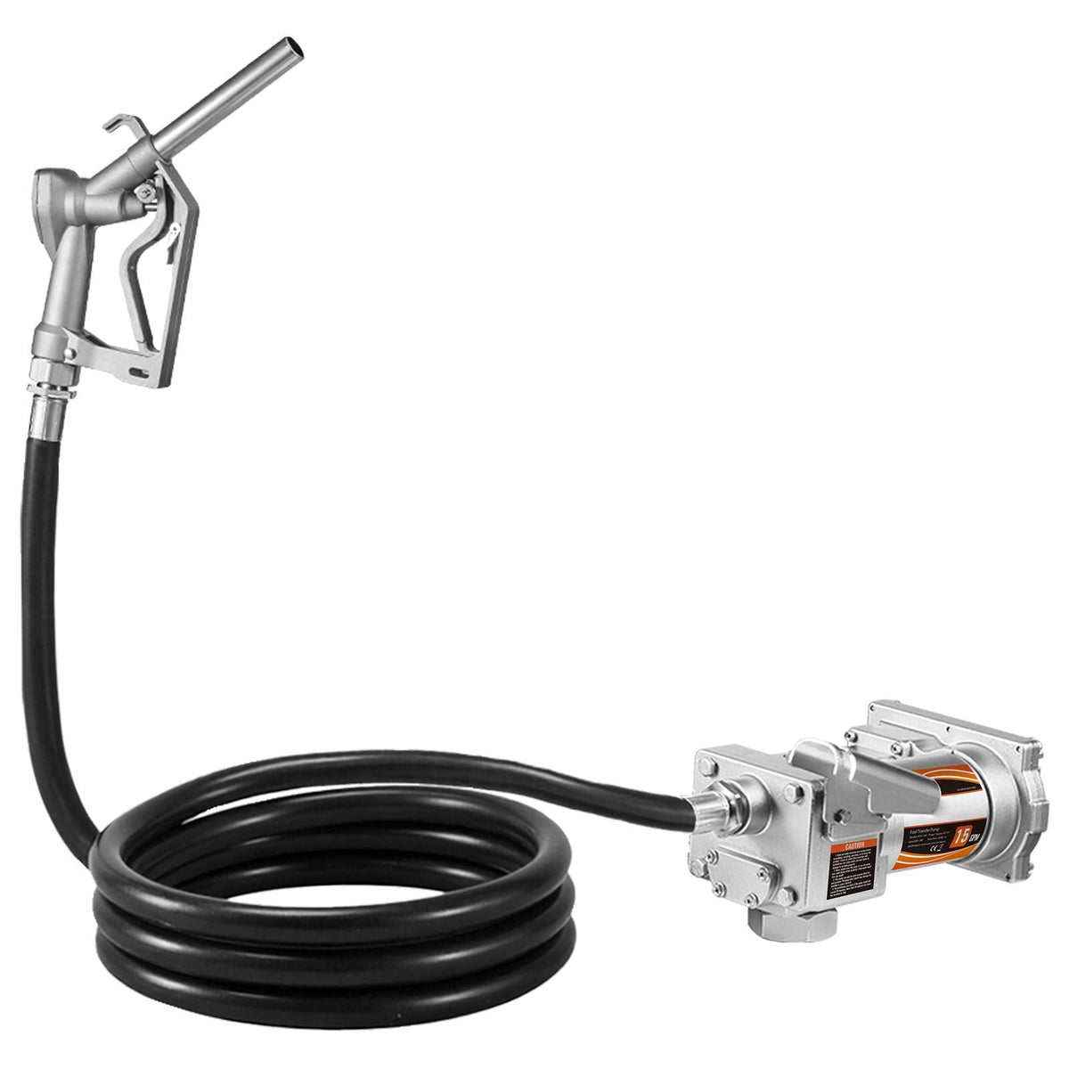 Fuel Transfer Pump, 12V DC 15 GPM, Cast Iron Diesel Transfer Pump Kit, with Manual Shut-Off Nozzle, Discharge Hose, Overheat Protection, 1/3 HP Explosion-Proof, for Gasoline Diesel Kerosene