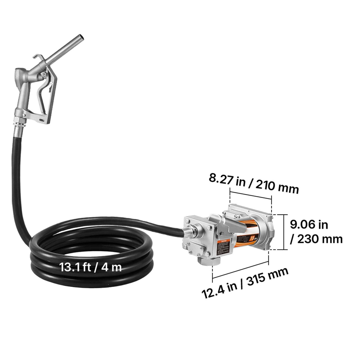 Fuel Transfer Pump, 12V DC 15 GPM, Cast Iron Diesel Transfer Pump Kit, with Manual Shut-Off Nozzle, Discharge Hose, Overheat Protection, 1/3 HP Explosion-Proof, for Gasoline Diesel Kerosene