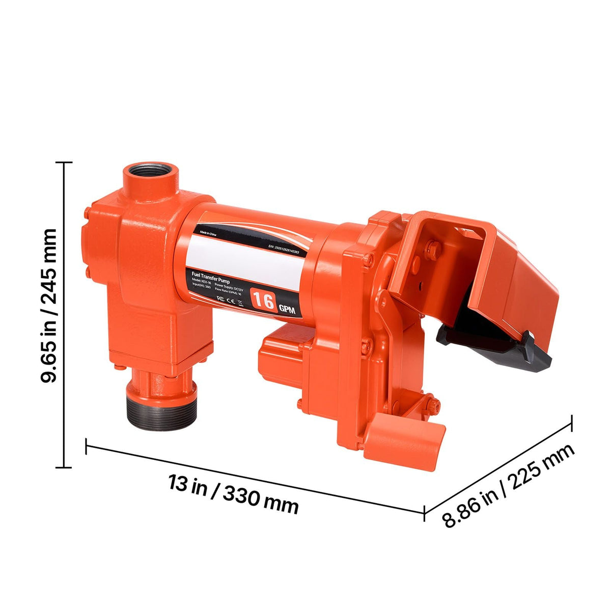 Fuel Transfer Pump, 12V DC 16 GPM 1/4 HP Diesel Pump, Extractor Pumps with Manual Nozzle, Discharge Hose and Suction Pipe, for Gasoline, Diesel, Kerosene, Ethanol-Methanol Blends & Biodiesel