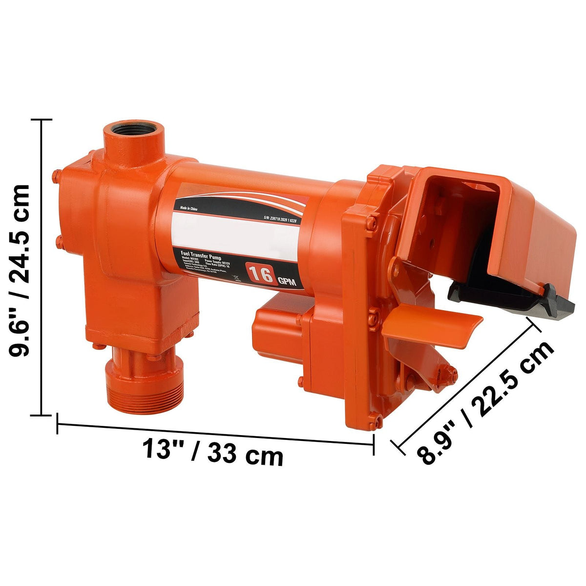 Fuel Transfer Pump, 12V DC 16 GPM 1/4 HP, Gasoline Extractor Pump with Automatic Nozzle, Discharge Hose & Suction Pipe for Gasoline, Diesel, Kerosene, Ethanol & Methanol Blends, and Biodiesel