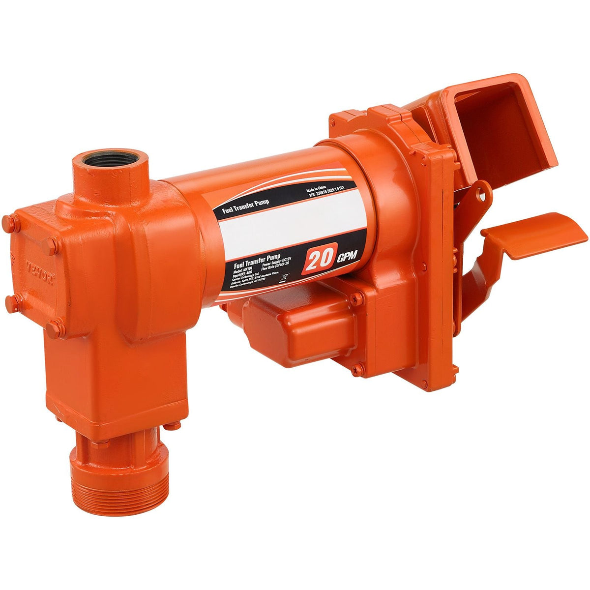 Fuel Transfer Pump, 12V DC 20 GPM 1/4 HP, Gasoline Extractor Pump with Automatic Nozzle, Discharge Hose & Suction Pipe for Gasoline, Diesel, Kerosene, Ethanol & Methanol Blends, and Biodiesel