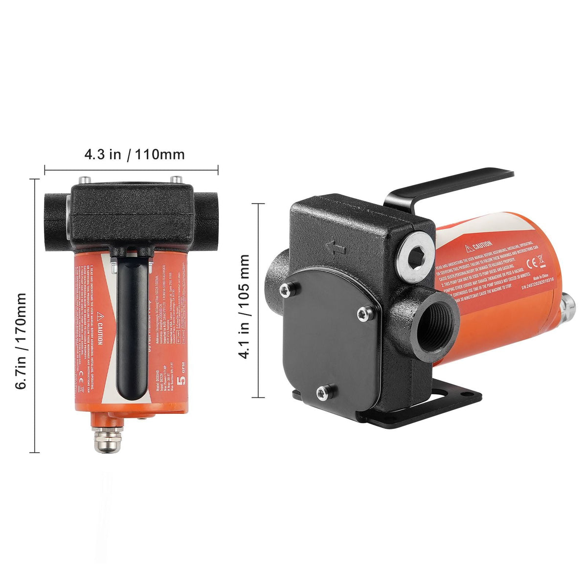Fuel Transfer Pump, 12V DC 5 GPM 1/10 HP, Portable Electric Diesel Transfer Pump with Auto Shut-Off Fuel Nozzle, Long Inlet & Outlet Hose for Gasoline Diesel, Kerosene, Methanol Blends