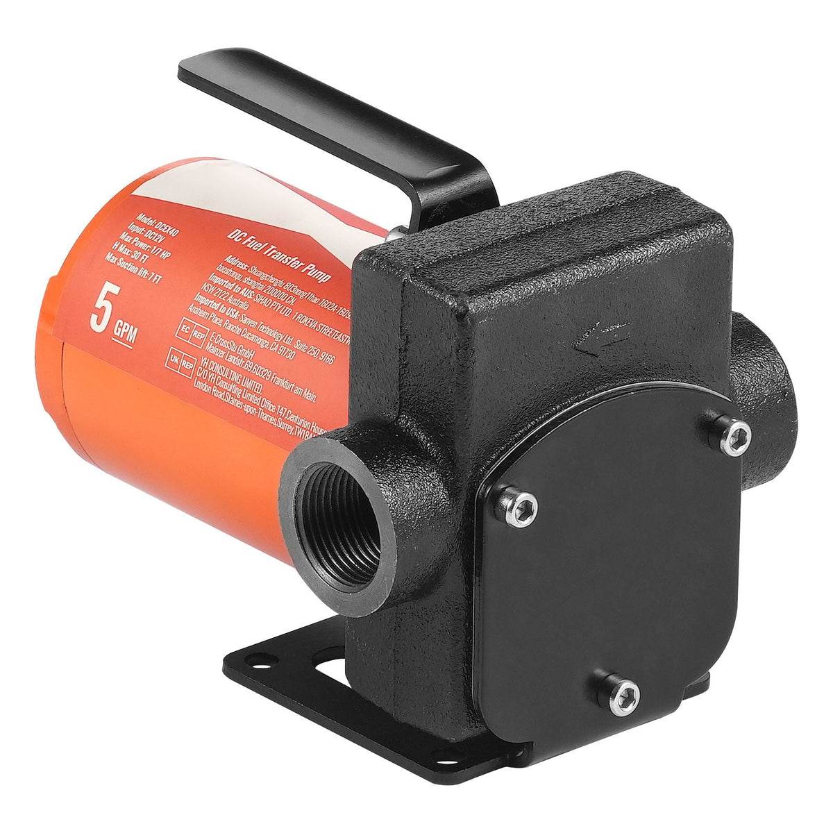 Fuel Transfer Pump, 12V DC 5 GPM 1/10 HP, Portable Electric Diesel Transfer Pump with Auto Shut-Off Fuel Nozzle, Long Inlet & Outlet Hose for Gasoline Diesel, Kerosene, Methanol Blends